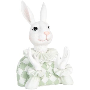 Clayre & Eef Conejo Decorativo Blanco Verde 11x10x16...