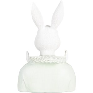 Clayre & Eef Conejo Decorativo Blanco Verde 11x10x16 cm Poliresina Estilo Campestre