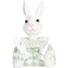 Clayre & Eef Conejo Decorativo Blanco Verde 11x10x16 cm Poliresina Estilo Campestre