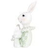 Clayre & Eef Conejo Decorativo Blanco Verde 11x10x16 cm Poliresina Estilo Campestre