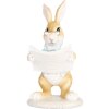Clayre & Eef Figurita Decorativa Conejo de Pascua Beige Azul 9x9x15 cm Estilo Campestre