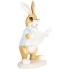 Clayre & Eef Figurita Decorativa Conejo de Pascua Beige Azul 9x9x15 cm Estilo Campestre