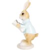 Clayre & Eef Figurita Decorativa Conejo de Pascua Beige Azul 9x9x15 cm Estilo Campestre