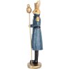 Clayre & Eef Conejo decorativo Azul Beige Oro 5x5x18 cm Poliresina