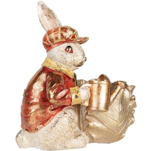Clayre & Eef Conejo Decorativo Beige Rojo Oro...