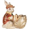 Clayre & Eef Conejo Decorativo Beige Rojo Oro 28x18x30 cm Decoración de Pascua