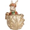 Clayre & Eef Conejo Decorativo Beige Rojo Oro 28x18x30 cm Decoración de Pascua