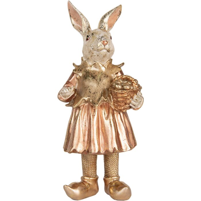 Clayre & Eef Conejo Decorativo Beige Rosa 14x13x35 cm Decoración de Pascua