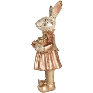 Clayre & Eef Conejo Decorativo Beige Rosa 14x13x35 cm Decoración de Pascua