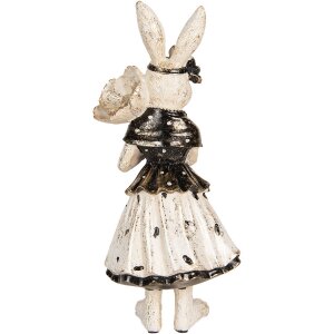 Clayre & Eef Conejo Decorativo Beige Negro 13x11x30 cm Figurita de Pascua de Poliresina
