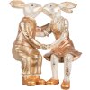 Clayre & Eef figurita decorativa pareja conejo beige dorado 32x17x35 cm