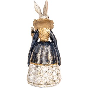 Clayre & Eef Conejo Decorativo Beige Oro 11x10x24 cm Figura Animal Poliresina