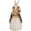 Clayre & Eef Conejo Decorativo Beige Oro 11x10x24 cm Figura Animal Poliresina