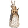 Clayre & Eef Conejo Decorativo Beige Oro 11x10x24 cm Figura Animal Poliresina