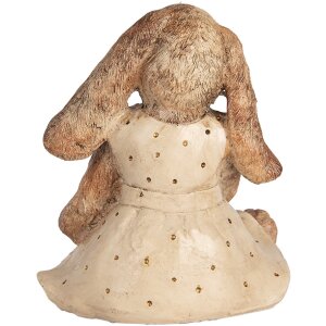Clayre & Eef Conejo Decorativo Poliresina Marrón Beige Dorado 16x14x18 cm