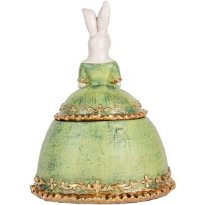 Clayre & Eef Joyero Conejo Beige Verde 18x15x24 cm