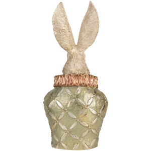 Clayre & Eef Busto Decorativo Conejo Beige Verde Oro 19x14x40 cm Poliresina