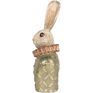 Clayre & Eef Busto Decorativo Conejo Beige Verde Oro 19x14x40 cm Poliresina