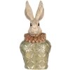 Clayre & Eef Busto Decorativo Conejo Beige Verde Oro 19x14x40 cm Poliresina