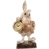 Clayre & Eef conejo decorativo con reloj estilo vintage country poliresina dorada