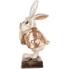 Clayre & Eef conejo decorativo con reloj estilo vintage country poliresina dorada