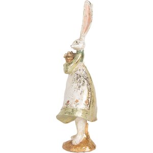 Clayre & Eef Conejo Decorativo Figurita Pascua Vintage Beige Dorado 12x9x33 cm