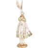 Clayre & Eef Conejo Decorativo Figurita Pascua Vintage Beige Dorado 12x9x33 cm