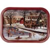 Clayre & Eef 6BL0136 Bandeja Hierro Vintage Rojo 40x29 cm Motivo invierno