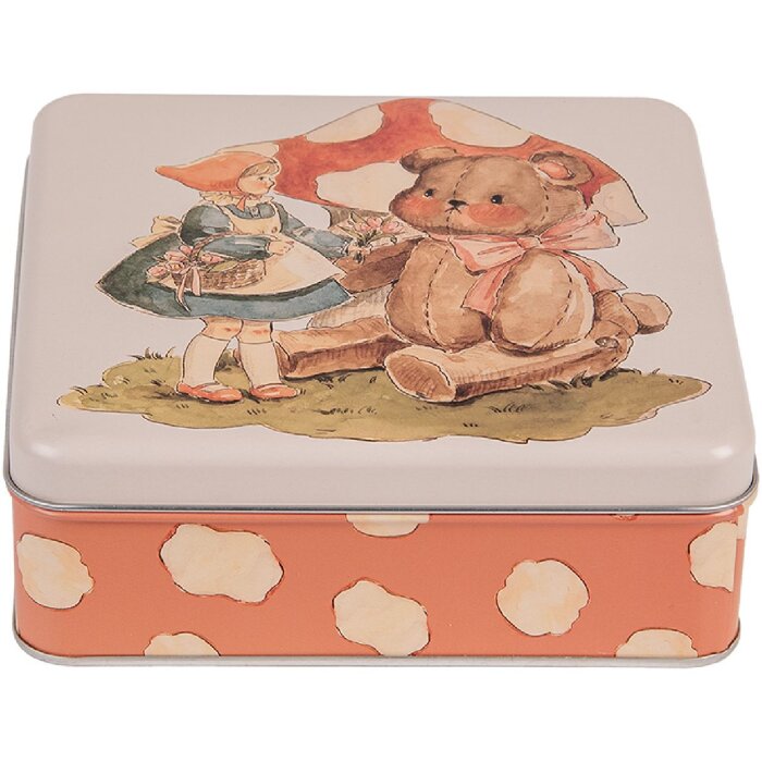 Clayre & Eef 6BL0138 Caja Lata Beige Marrón 17x17x6 cm Retro Vintage