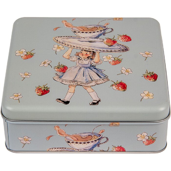 Clayre & Eef 6BL0139 Lata Azul 17x17x6 cm Retro Vintage