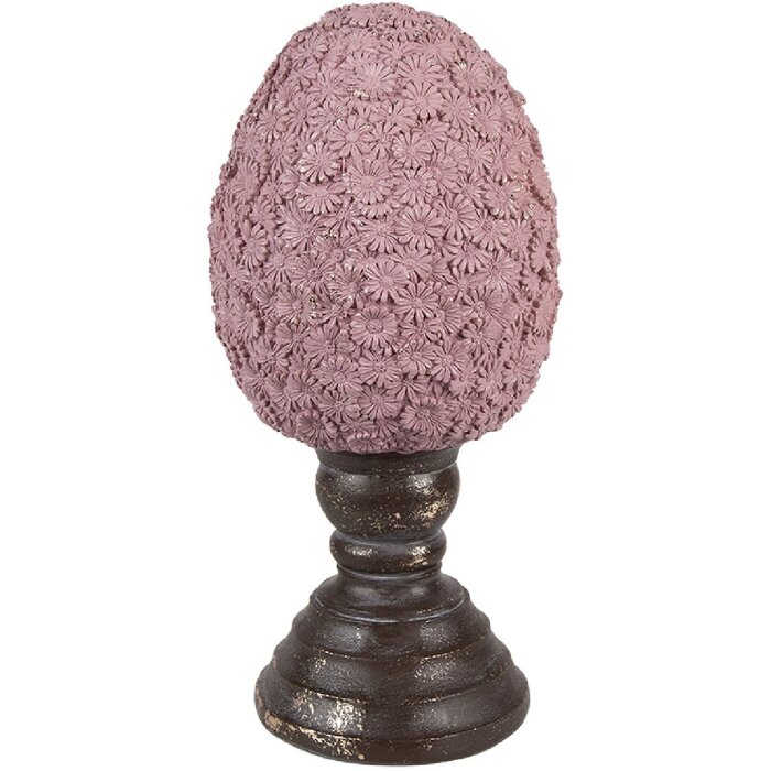 Clayre & Eef Huevo decorativo Ø 13x28 cm Estilo rústico Poliresina rosa marrón