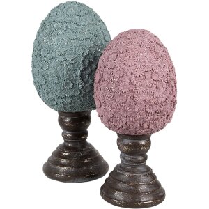 Clayre & Eef Huevo decorativo Ø 13x28 cm Estilo rústico Poliresina rosa marrón