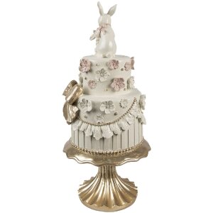 Clayre & Eef Pastel Decorativo Blanco Rosa Oro Ø20cm H45cm Poliresina