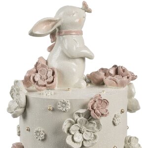 Clayre & Eef Decoración Pastel Ø 18x32 cm Blanco Rosa Oro Decoración Pascua