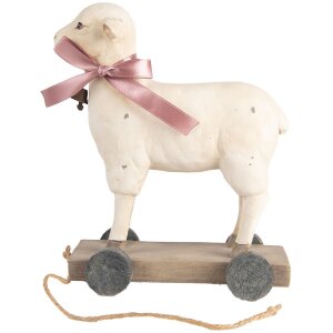 Clayre & Eef Figurita Decorativa Oveja Estilo Campestre Poliresina Beige Marrón 17x9x20 cm