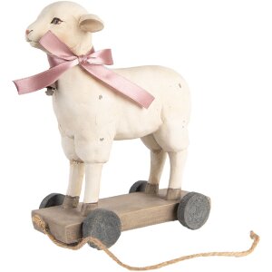 Clayre & Eef Figurita Decorativa Oveja Estilo Campestre Poliresina Beige Marrón 17x9x20 cm