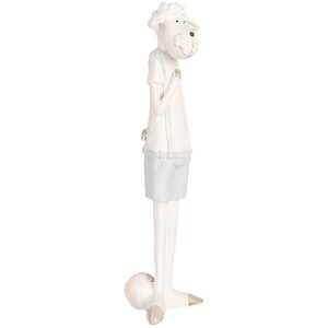 Clayre & Eef Oveja Decorativa Blanco Azul 6x4x17 cm...