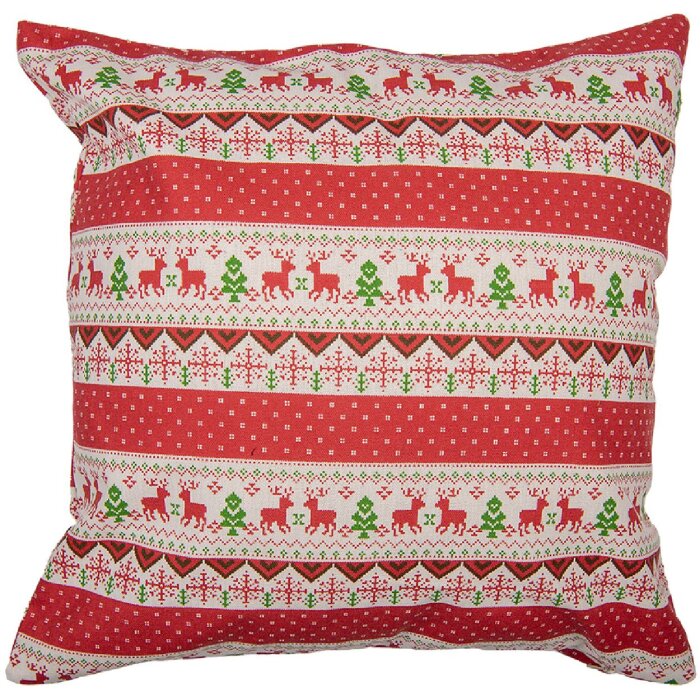 Clayre & Eef KT021.376 Funda de Cojín Rojo 44x44 cm Diseño Navideño Estilo Campestre