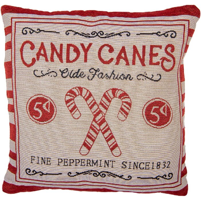 Clayre & Eef KT021.385 Funda de Cojín Beige Rojo 44x44 cm Country Style