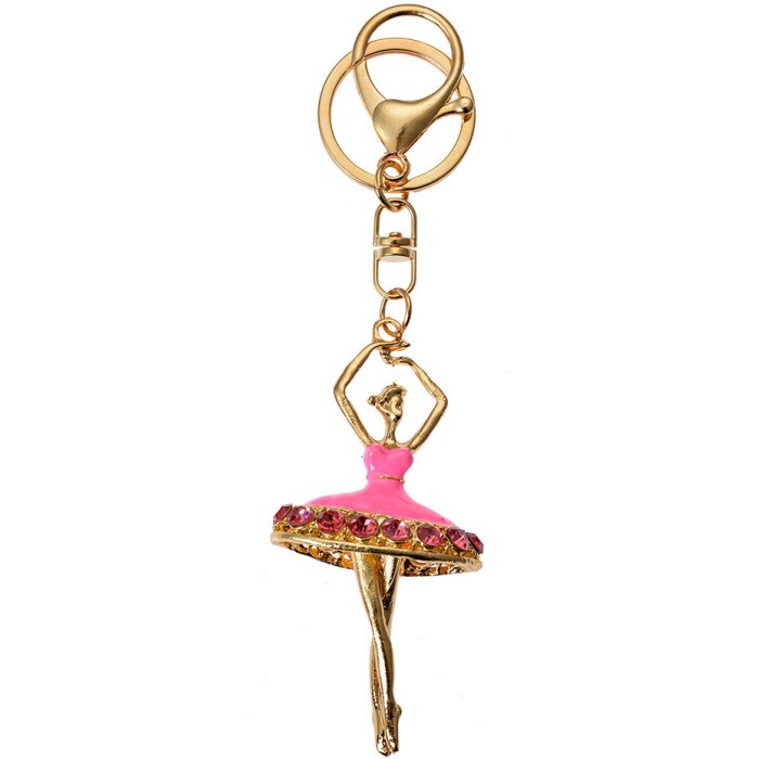 Juleeze JZKC0188 Llavero Bailarina Oro Rosa 4x2x8 cm