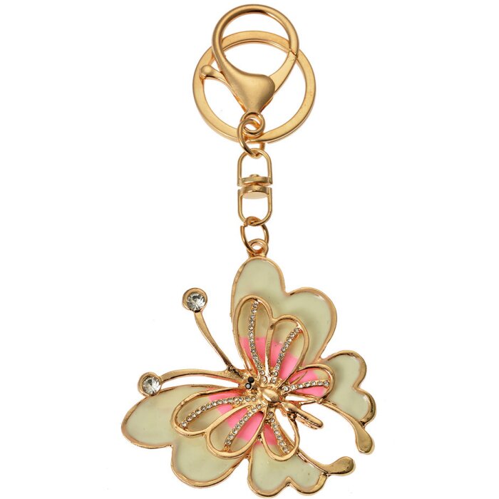 Juleeze JZKC0192 Llavero mariposa oro beige rosa 5x1x6 cm