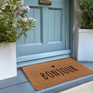 Clayre & Eef MC257 Felpudo de puerta 60x40 cm fibra de coco Bonjour