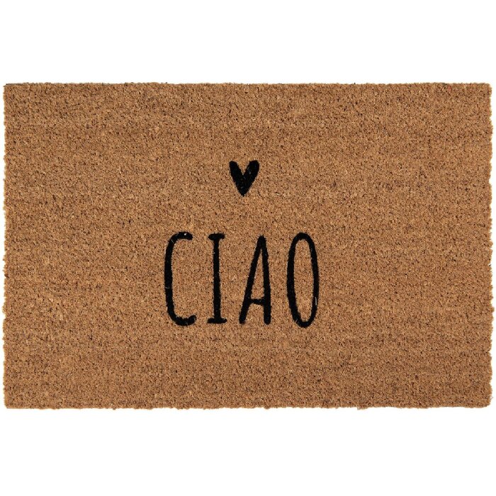 Clayre & Eef MC258 Felpudo de fibra de coco 60x40 cm CIAO letras marrón