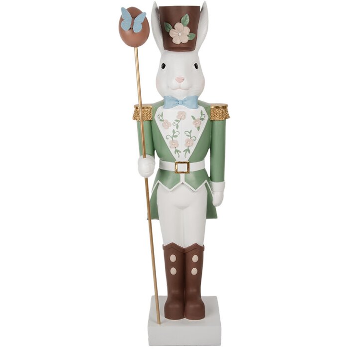 Clayre & Eef Conejo Decorativo Estilo Campestre 96 cm Blanco Verde Óxido de Magnesio