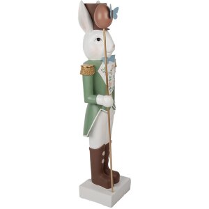 Clayre & Eef Conejo Decorativo Estilo Campestre 96 cm Blanco Verde Óxido de Magnesio