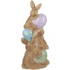 Clayre & Eef figura decorativa conejo con huevos de Pascua 72 cm marrón rosa azul verde