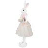 Clayre & Eef Decoración Conejo Blanco Rosa 20x17x76 cm Poliresina Decoración de Pascua