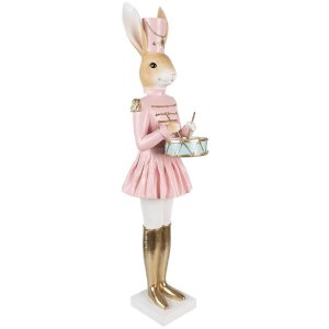 Clayre & Eef Decoración Conejo Beige Rosa Oro 79 cm Poliresina