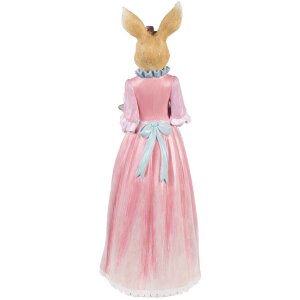 Clayre & Eef Decoración Conejo Beige Rosa 22x20x58 cm Figurita de Pascua de Poliresina