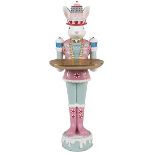 Clayre & Eef Conejo Decorativo Poliresina Blanco Rosa...